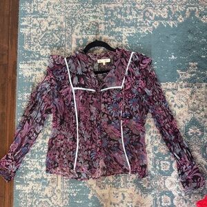 LoveShackFancy Purple Floral Blouse